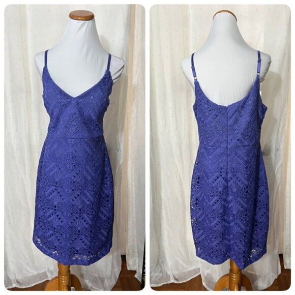 Guess Women's Lace Short Slip Dress Sz 16 in Violet - Picture 4 of 9